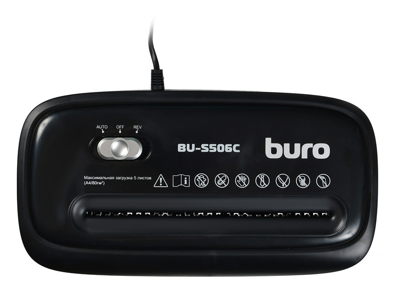 Шредер Buro Home BU-S506C черный (секр.P-4) фрагменты 5лист. 12лтр. пл.карты
