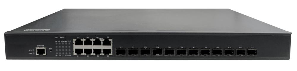 GL-SW-X201-12ST - Управляемый коммутатор L3 NIKOMAX уровня 3, 12 портов 1/10G BaseX SFP+, 8 портов 1000BaseT, 1 Консоль.