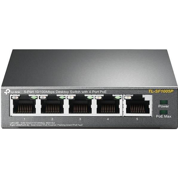 TL-SF1005P Коммутатор PoE 5 портов RJ45 10/100 Мбит/с, бюджет PoE до 58 Вт