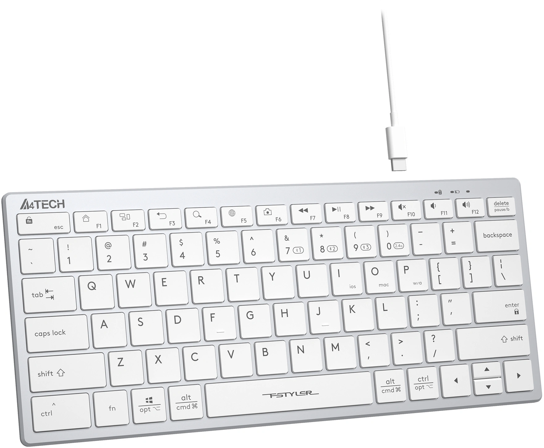 Клавиатура A4Tech FBX51C белый USB беспроводная BT/Radio slim Multimedia (FBX51C WHITE)