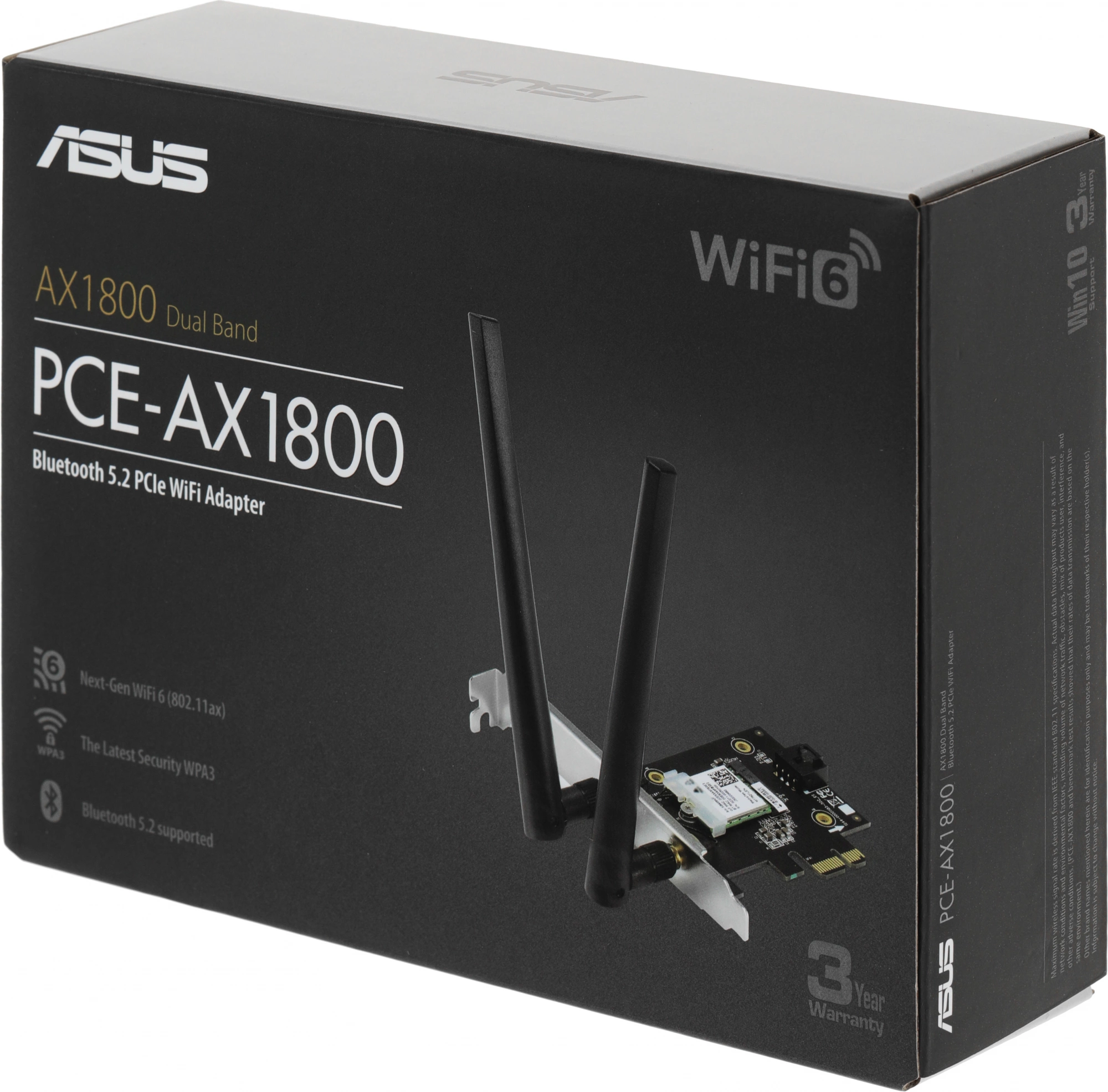 Сетевой адаптер Wi-Fi + Bluetooth Asus PCE-AX1800 AX1800 PCI Express (ант.внеш.съем) 2ант.