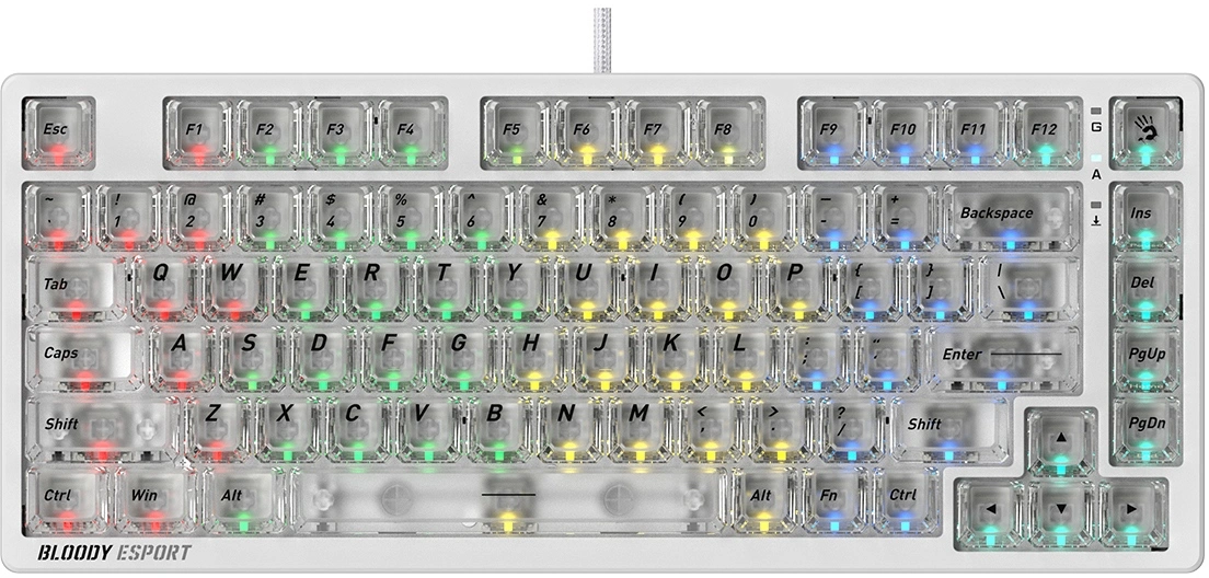 Клавиатура A4Tech MS76 белый USB Multimedia for gamer LED