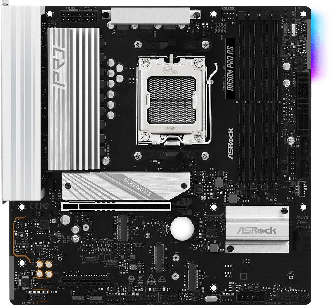 Материнская плата Asrock B850M PRO RS Socket AM5 AMD B850 4xDDR5 mATX AC`97 8ch(7.1) 2.5Gg RAID+HDMI+DP