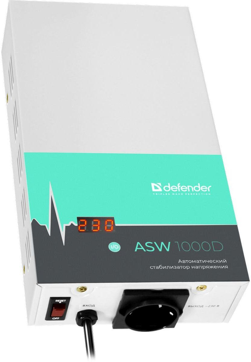 Стабилизатор напряжения Defender ASW 1000D 600Вт 1000ВА белый