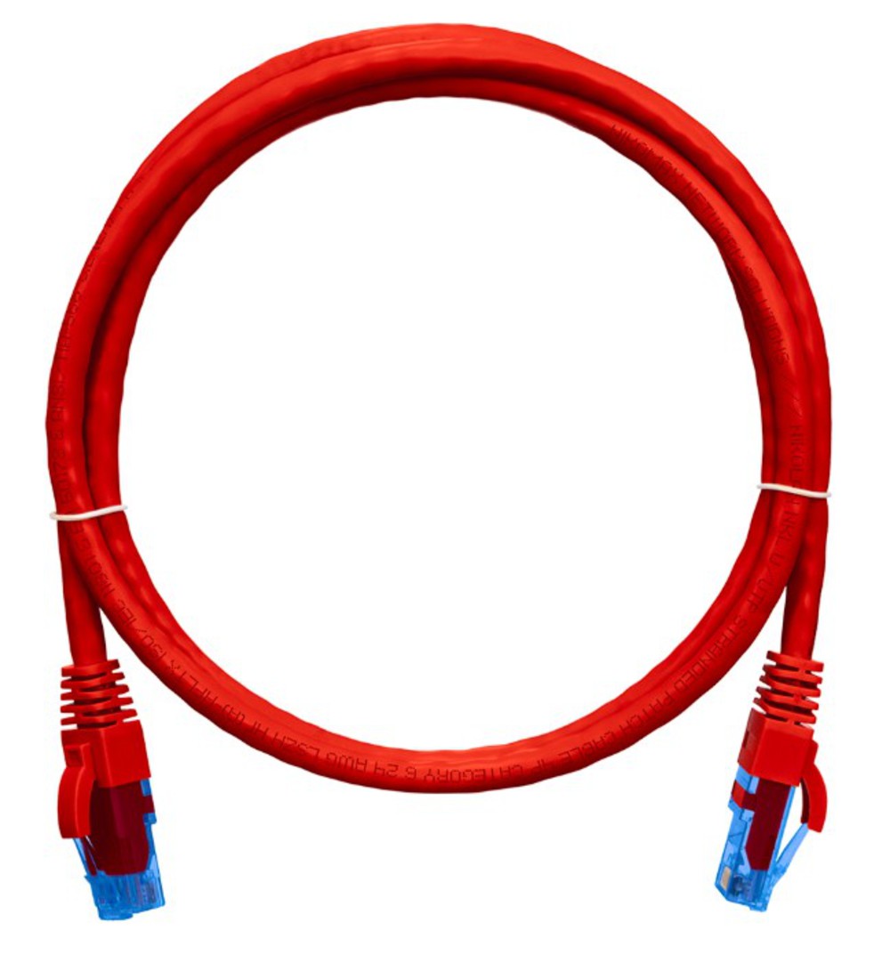 NMC-PC4UE55B-005-C-RD - Коммутационный шнур NIKOMAX U/UTP 4 пары, Кат.6 (Класс E), 250МГц, 2хRJ45/8P8C, T568B, заливной, с защитой защелки, многожильный, BC (чистая медь), 24AWG (7х0,205мм), LSZH нг(А)-HFLTx, красный, 0,5м