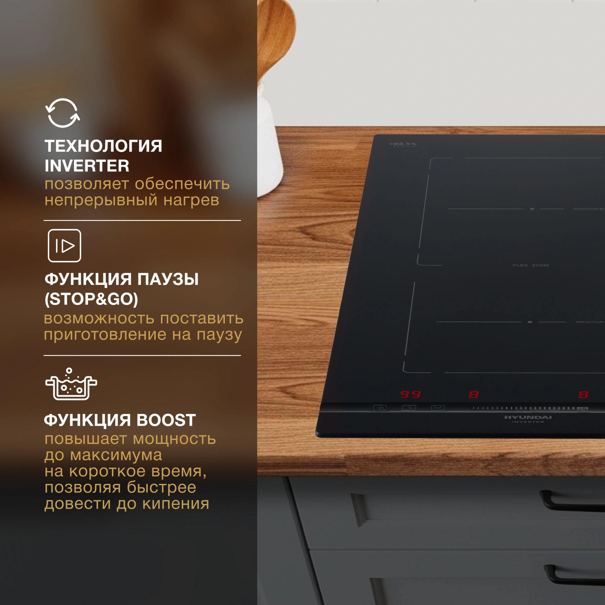 Индукционная варочная поверхность Hyundai HHI 3855 BG черный