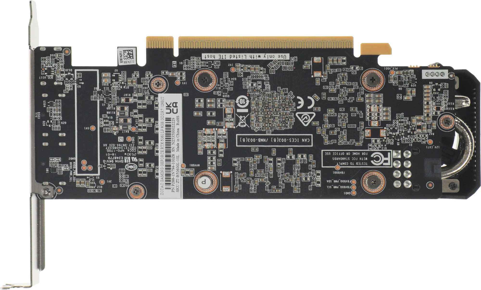 Видеокарта Zotac PCI-E 5.0 RTX 5060 LP 8GB NVIDIA GeForce RTX 5060 8Gb 128bit GDDR7 2497/28000 HDMIx1 DPx2 HDCP Ret low profile