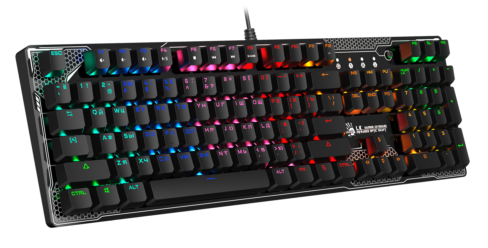 Клавиатура A4Tech B810R Battlefield механическая черный USB for gamer LED (B810R (BATTLEFIELD)) кабель 1.8м