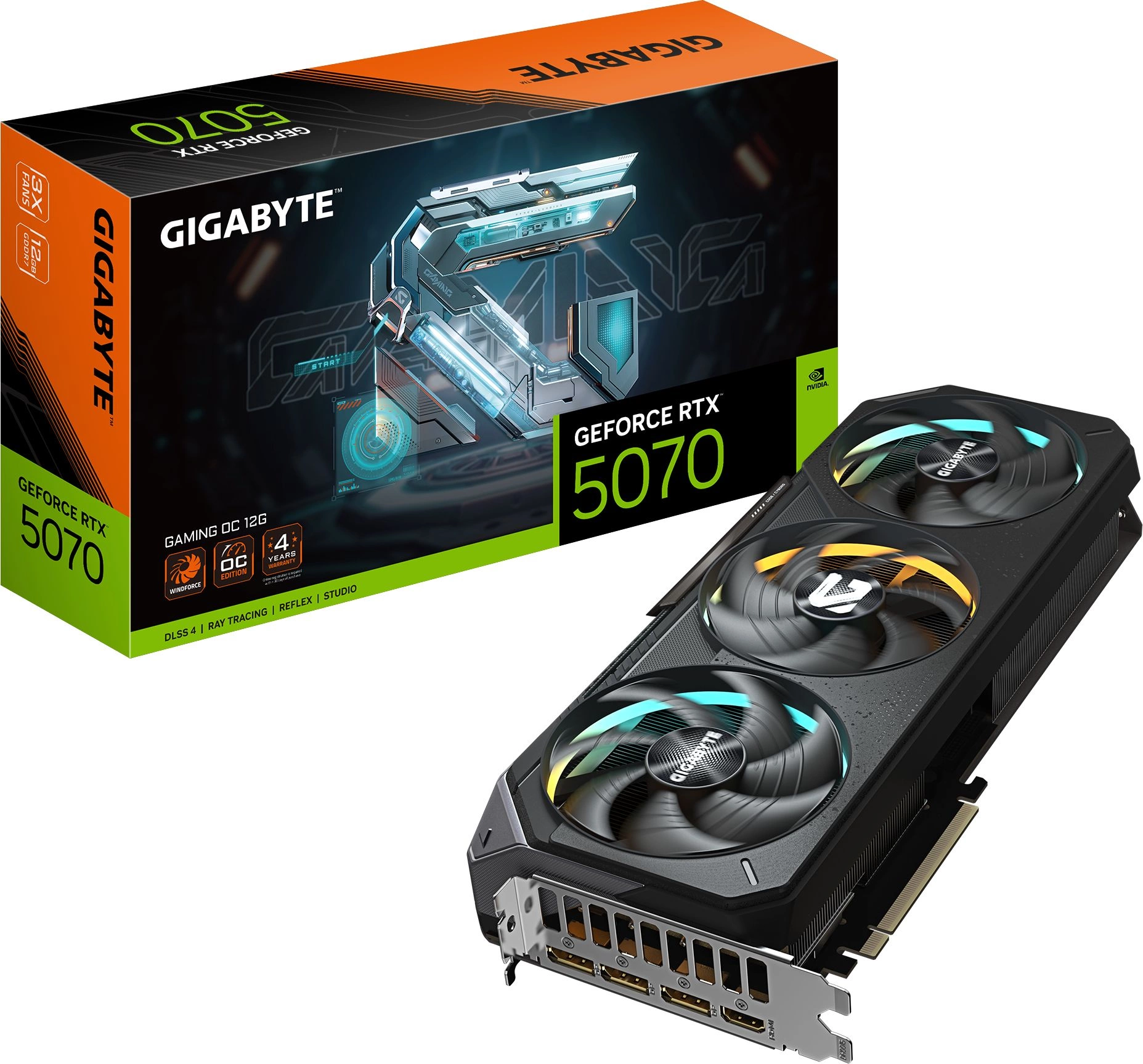 Видеокарта Gigabyte PCI-E 5.0 GV-N5070GAMING OC-12GD 1.0 NVIDIA GeForce RTX 5070 12Gb 192bit GDDR7 2625/28000 HDMIx1 DPx3 HDCP Ret