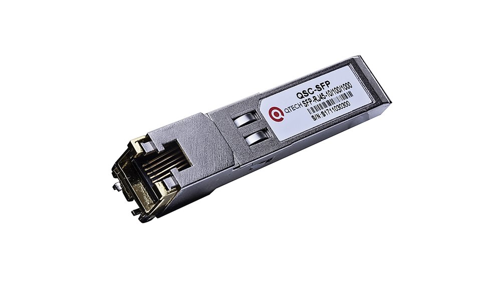 QSC-SFPGES Copper SFP модуль QTECH, скорость передачи 1000 Base-T, д. 0,1 км, RJ-45, инт. SerDes