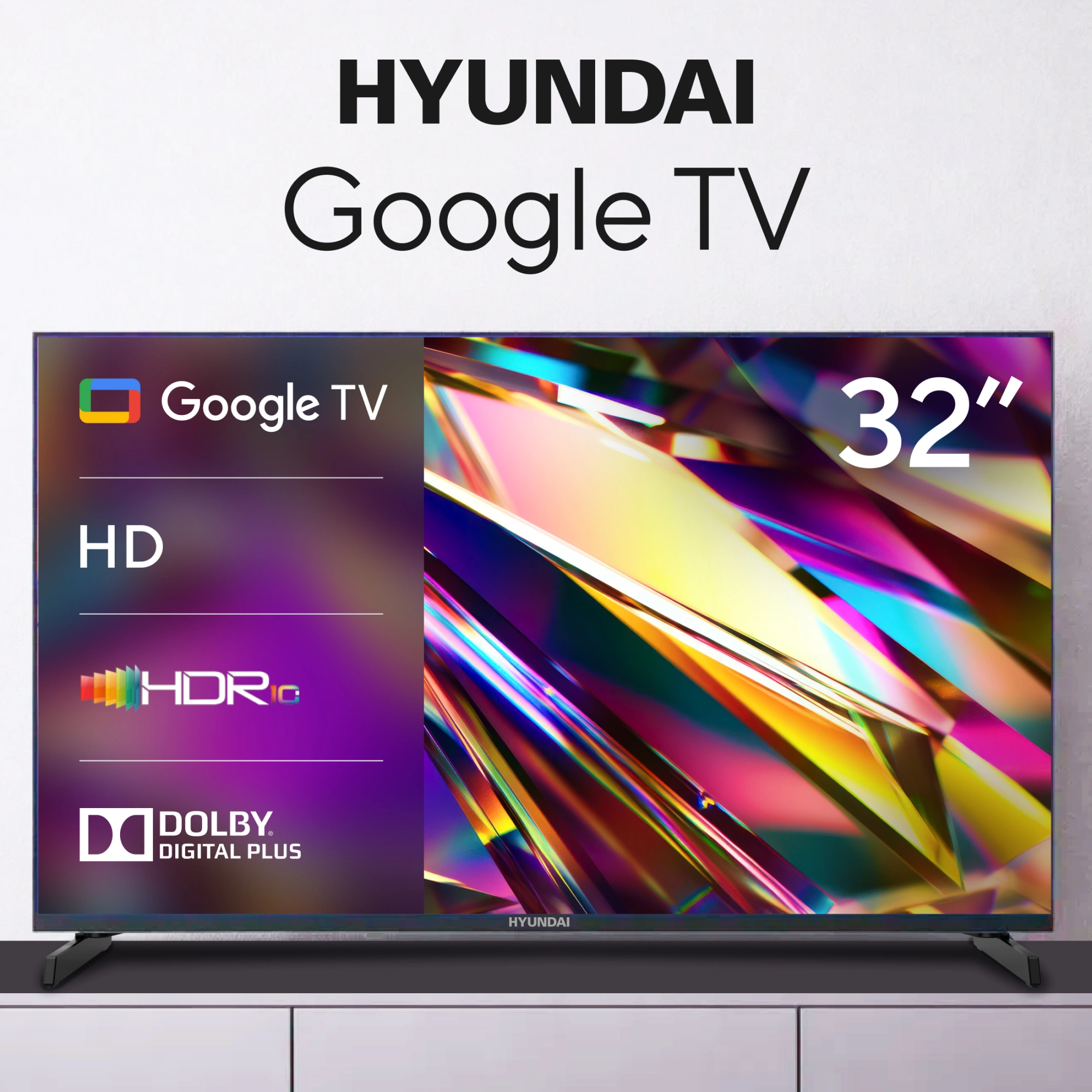 Телевизор LED Hyundai 32" H-LED32BS5011 Google TV Frameless Metal черный/черный HD 60Hz DVB-T DVB-T2 DVB-C DVB-S DVB-S2 USB WiFi Smart TV