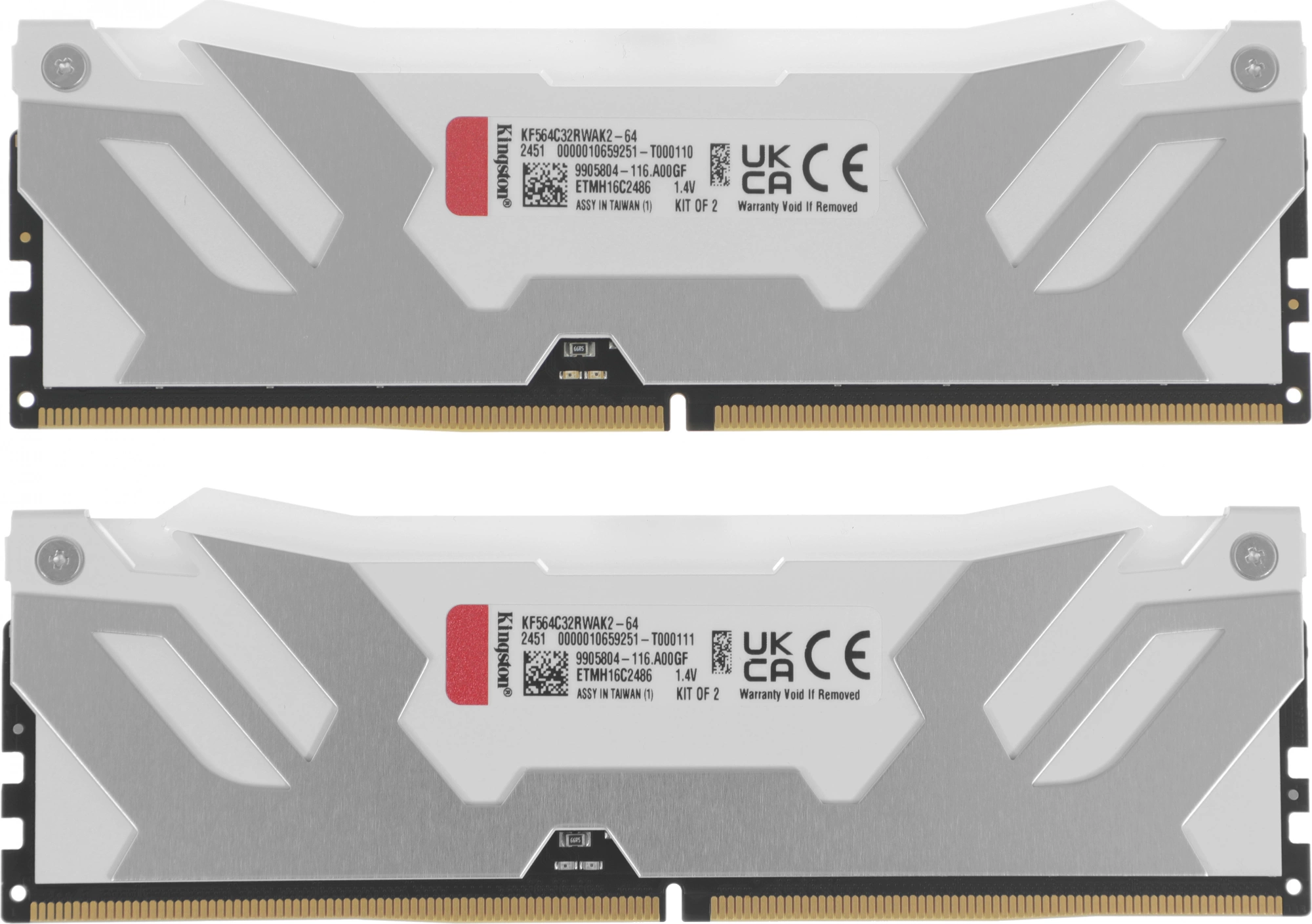 Память DDR5 2x32GB 6400MHz Kingston KF564C32RWAK2-64 Fury Renegade XMP RGB RTL Gaming PC5-51200 CL32 DIMM 288-pin 1.4В kit single rank с радиатором Ret