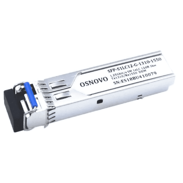 SFP-S1LC12-G-1310-1550 - Оптический SFP Модуль. Одно волокно Single Mode. Скорость: до 1,25 Гбит/c. Тип разъема: LC. Оптический бюджет: 12дБ