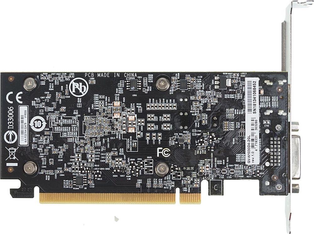 Видеокарта Gigabyte PCI-E 3.0 GV-N1030D4-2GL NVIDIA GeForce GT 1030 2Gb 64bit DDR4 1177/2100 DVIx1 HDMIx1 HDCP Ret low profile