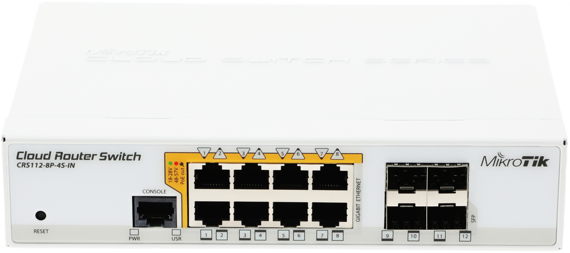Коммутатор MikroTik CRS112-8P-4S-IN (L3) 8x1Гбит/с 4SFP 8PoE+ управляемый