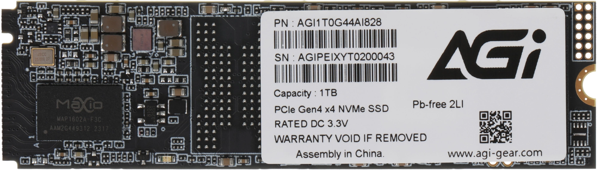 Накопитель SSD AGi PCIe 4.0 x4 1TB AGI1T0G44AI828-CB AI828 M.2 2280