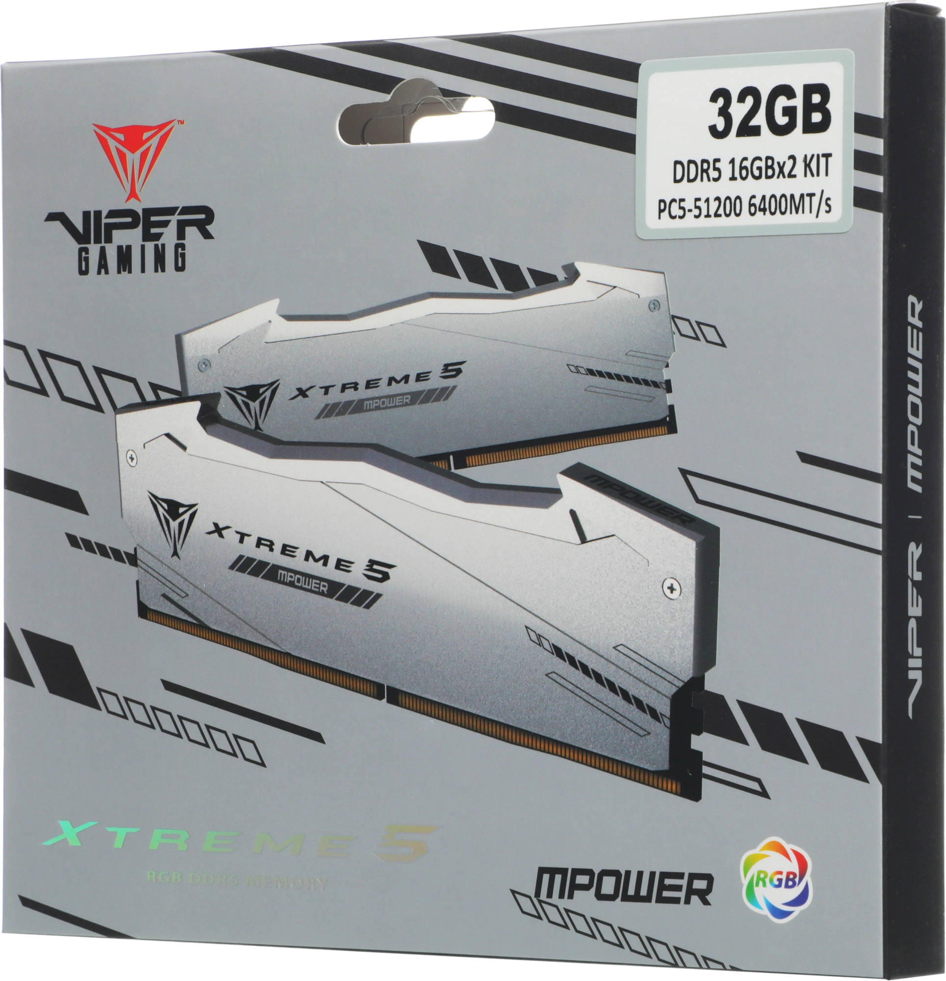 Память DDR5 2x16GB 6400MHz Patriot PVXR532G64C32KM Viper Xtreme 5 RGB RTL Gaming PC5-51200 CL32 DIMM 288-pin 1.4В с радиатором Ret