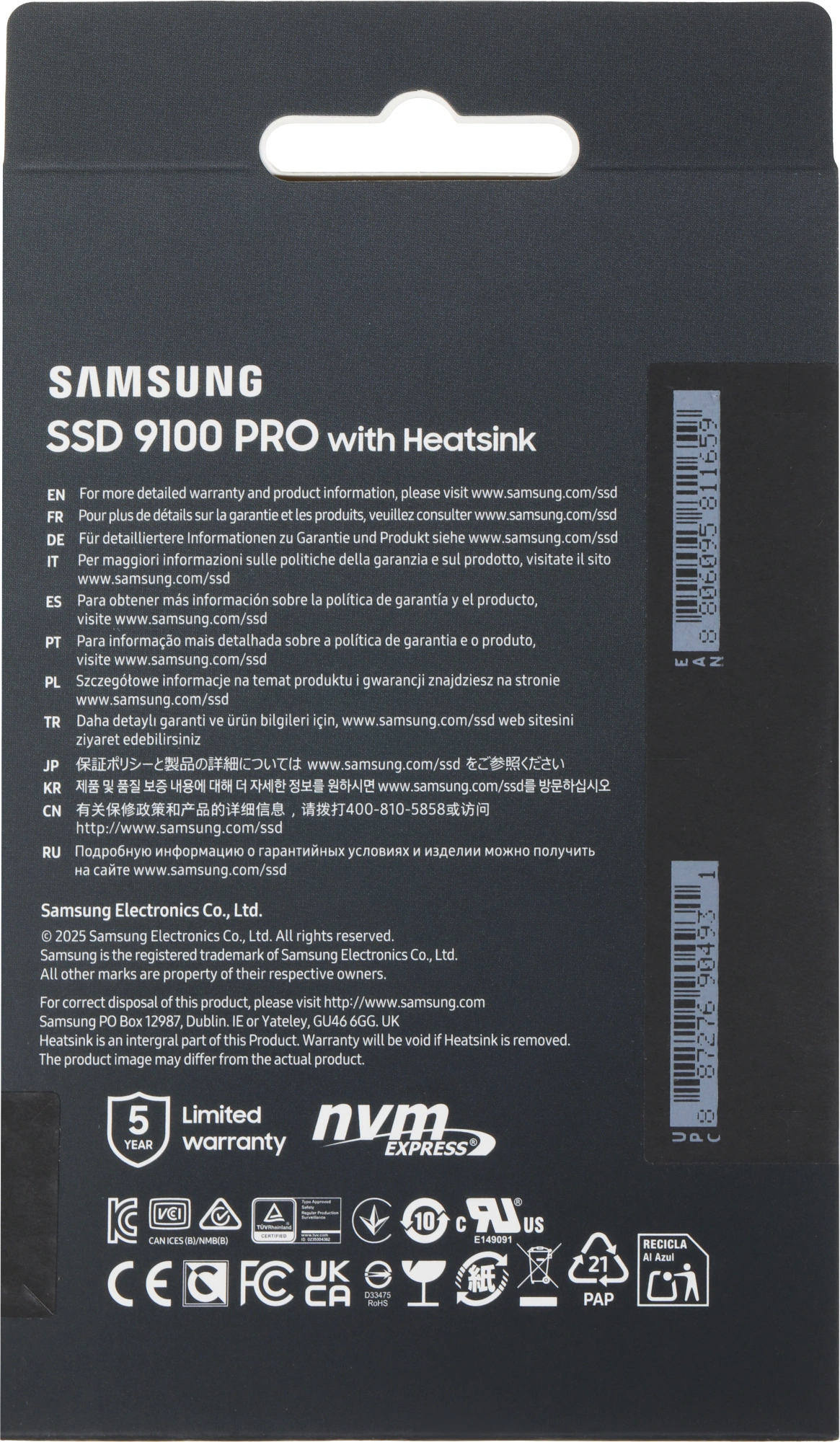 Накопитель SSD Samsung PCIe 5.0 x4 4TB MZ-VAP4T0CW 9100 Pro M.2 2280