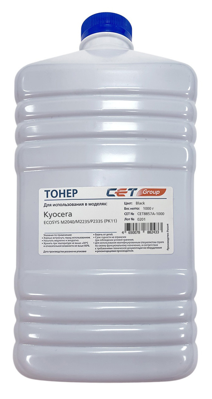 Тонер Cet PK11 CET8857A-1000 черный бутылка 1000гр. для принтера Kyocera Ecosys M2040/M2235/P2335 (замена CET8857B-1000)