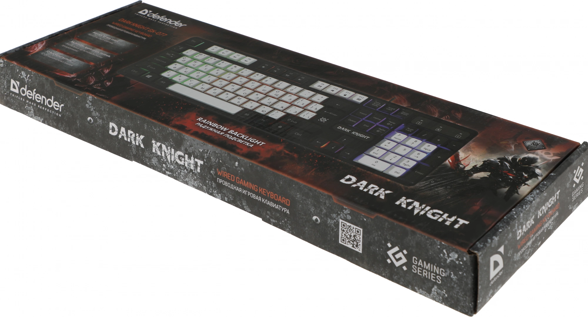 Клавиатура Defender GK-077 белый/черный USB for gamer LED (45078) кабель 1.5м