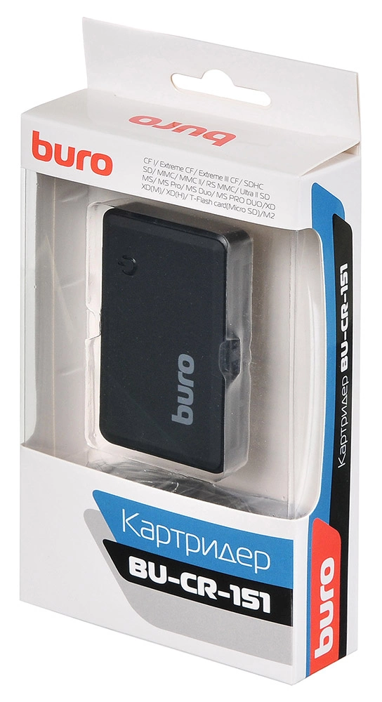 Устройство чтения карт памяти USB2.0 Buro BU-CR-151 черный