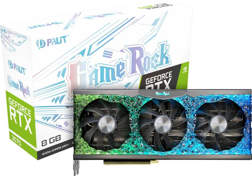 Видеокарта Palit PCI-E 4.0 PA-RTX3070 GAMEROCK 8G V1 LHR NVIDIA GeForce RTX 3070 8Gb 256bit GDDR6 1500/14000 HDMIx1 DPx3 HDCP Ret
