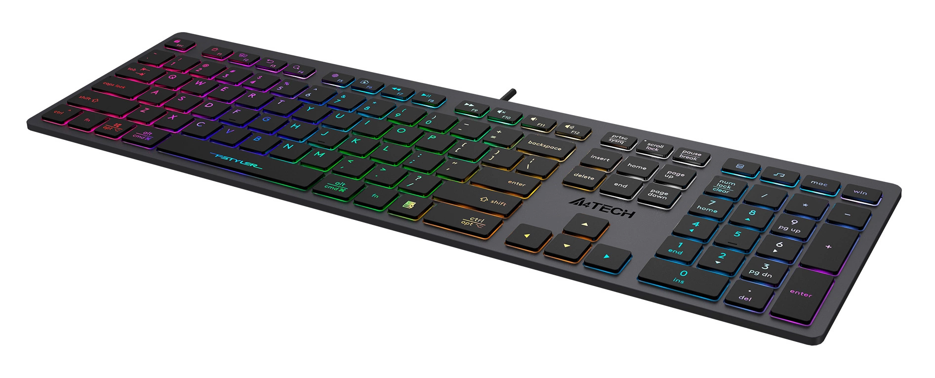 Клавиатура A4Tech FX60 серый USB slim LED (FX60 GREY / NEON) кабель 1.5м