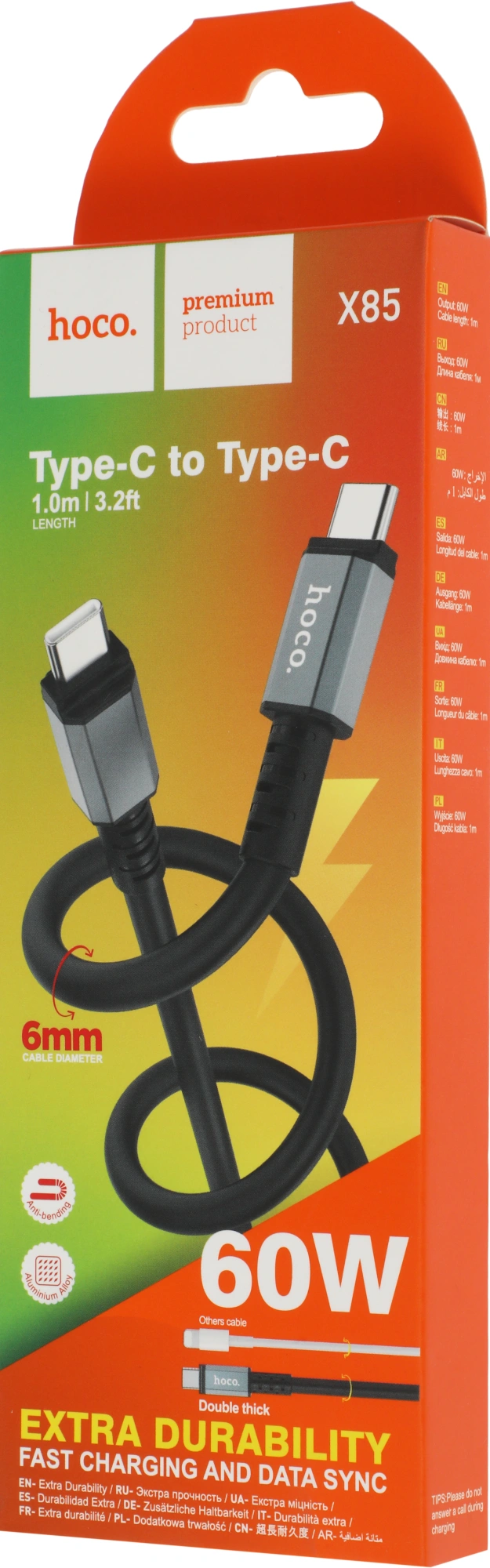 Кабель Hoco X85 Type-C to Type-C USB Type-C (m)-USB Type-C (m) 1м черный