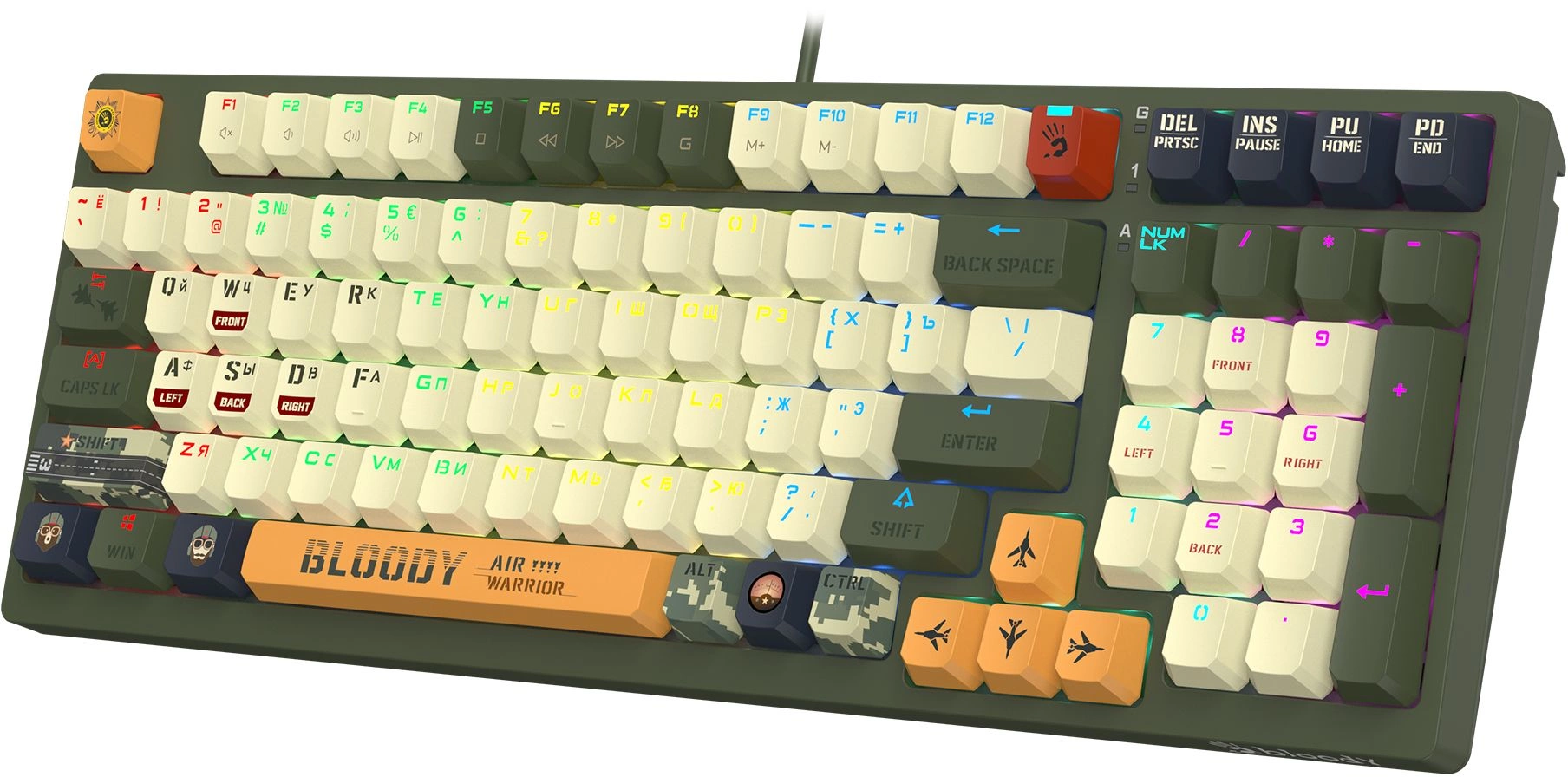 Клавиатура A4Tech S98 Aviator механическая зеленый USB for gamer LED кабель 1.8м