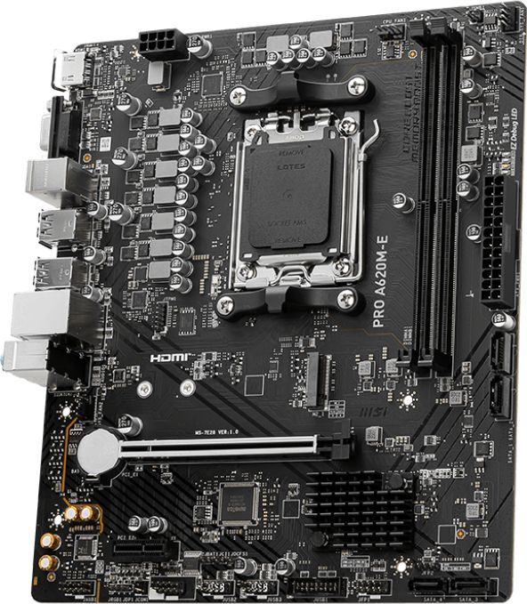 Материнская плата MSI PRO A620M-E Socket AM5 AMD A620 2xDDR5 mATX AC`97 8ch(7.1) GbLAN RAID+VGA+HDMI