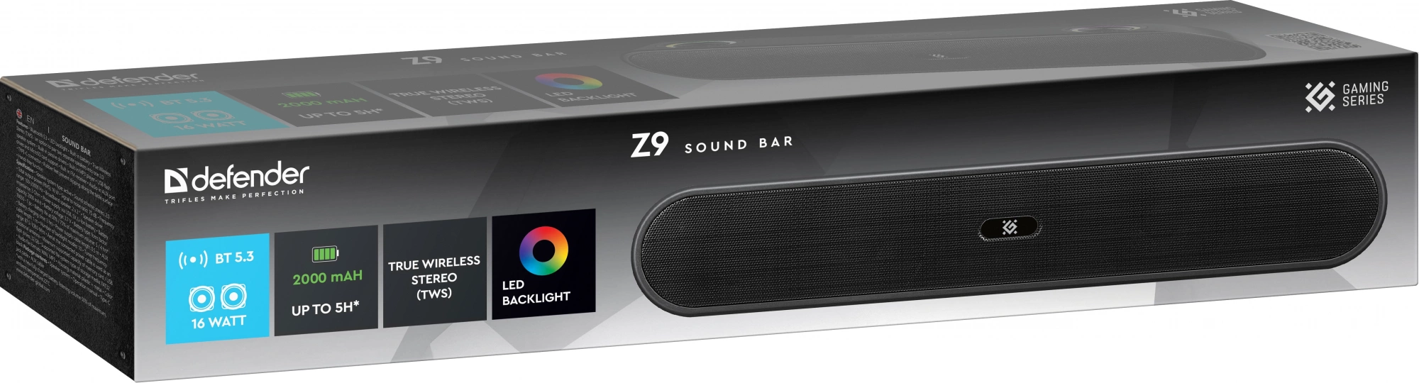 Саундбар Defender Z9 2.0 черный 16Вт беспроводные BT
