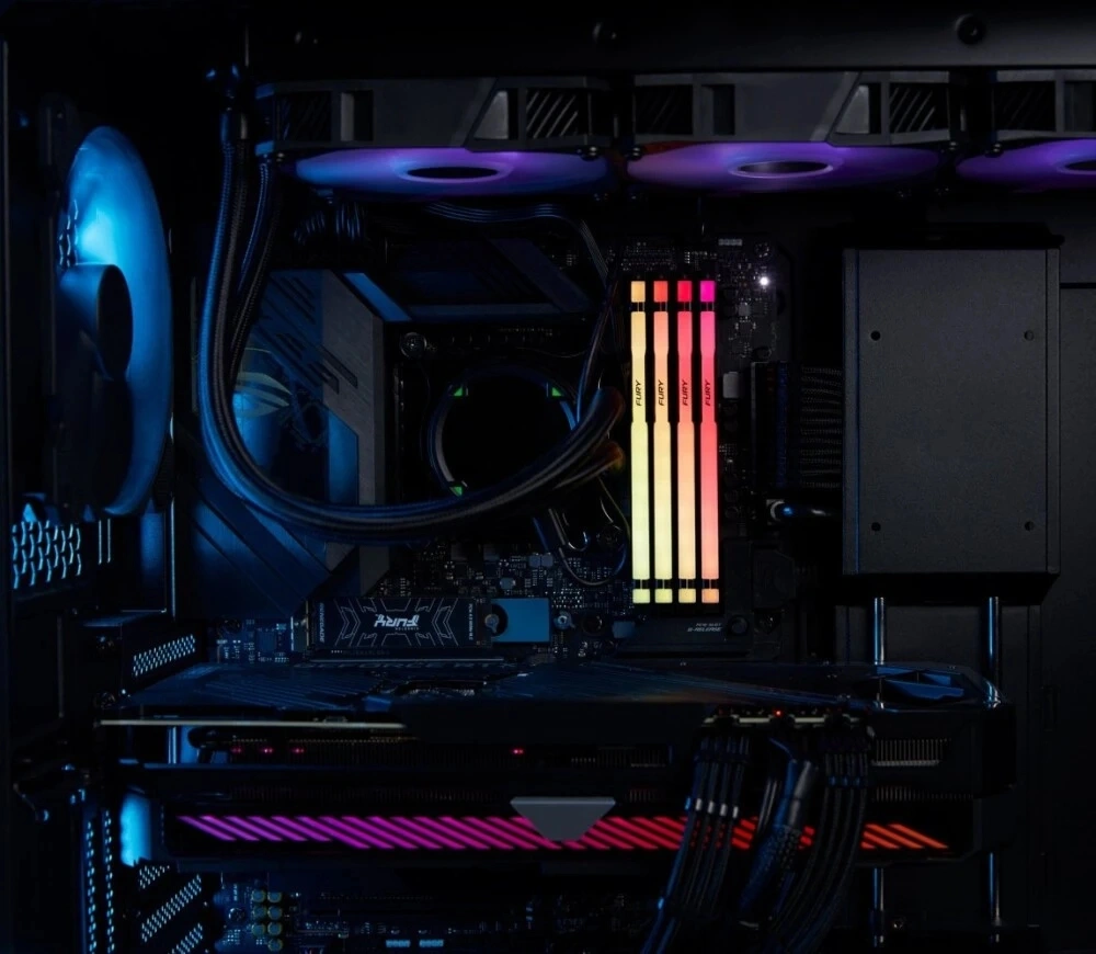 Память DDR5 4x16GB 5200MHz Kingston KF552C40BBAK4-64 Fury Beast RGB RTL Gaming PC5-41600 CL40 DIMM 288-pin 1.25В kit single rank с радиатором Ret