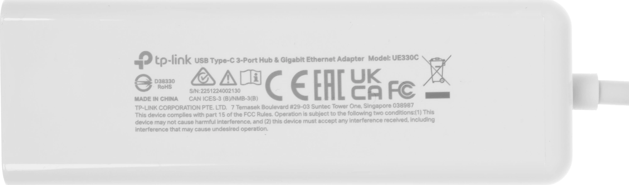 Сетевой адаптер Gigabit Ethernet TP-Link UE330C USB Type-C
