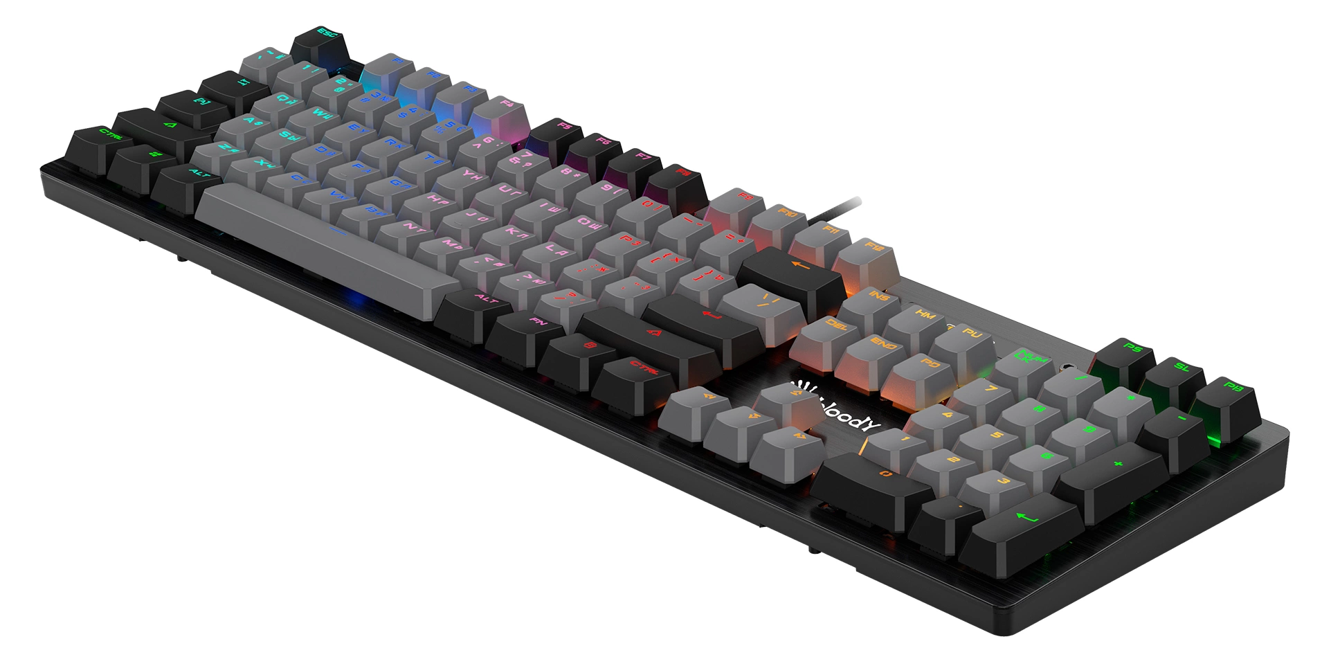 Клавиатура A4Tech B828N черный/серый USB for gamer LED (B828N (GREY+BLACK)) кабель 1.8м