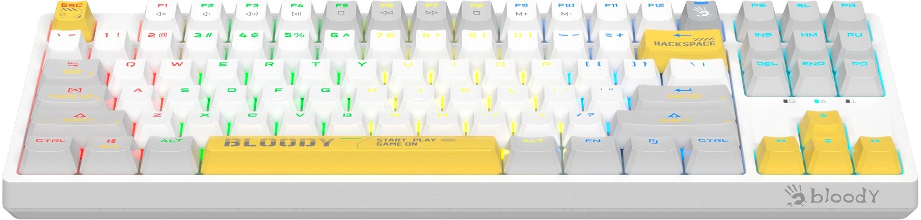 Клавиатура A4Tech S87 Energy механическая белый USB for gamer LED (S87 USB ENERGY WHITE) кабель 1.8м