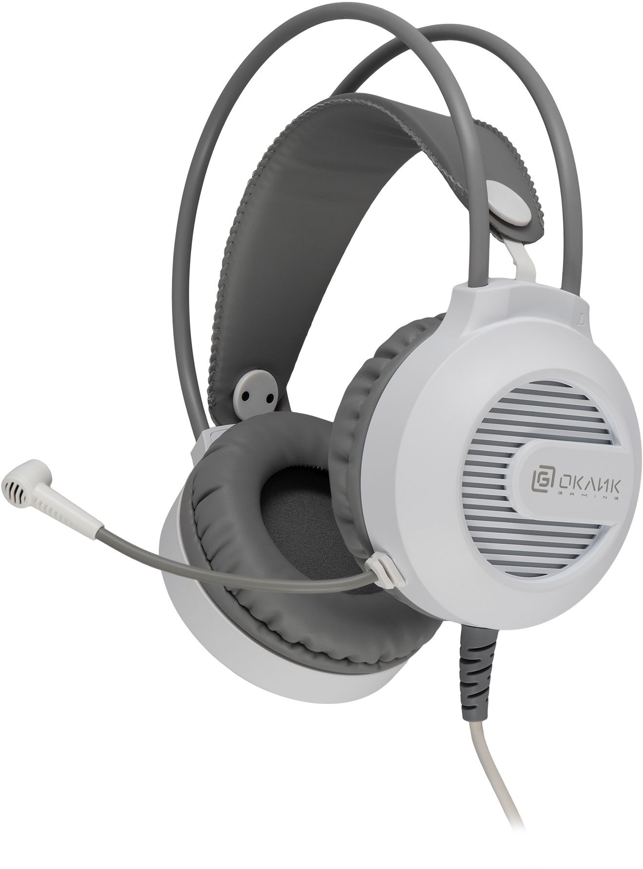 Наушники с микрофоном Оклик HS-L300G белый 2.2м мониторные оголовье (1796952)