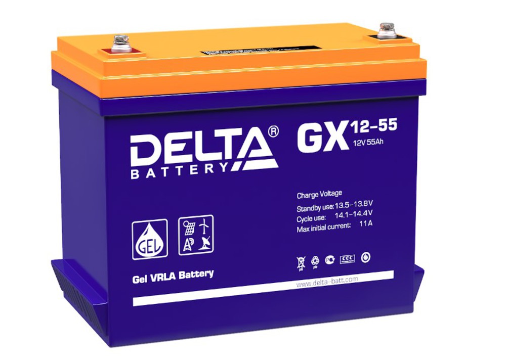 Аккумуляторная батарея Delta GX 12-55 (12V / 55Ah)