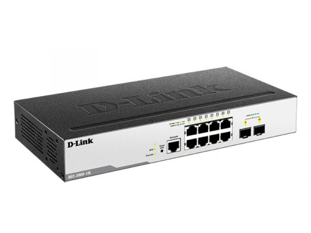 DGS-3000-10L/B1A Управляемый L2 коммутатор с 8 портами 10/100/1000Base-T и 2 портами 1000Base-X SFP