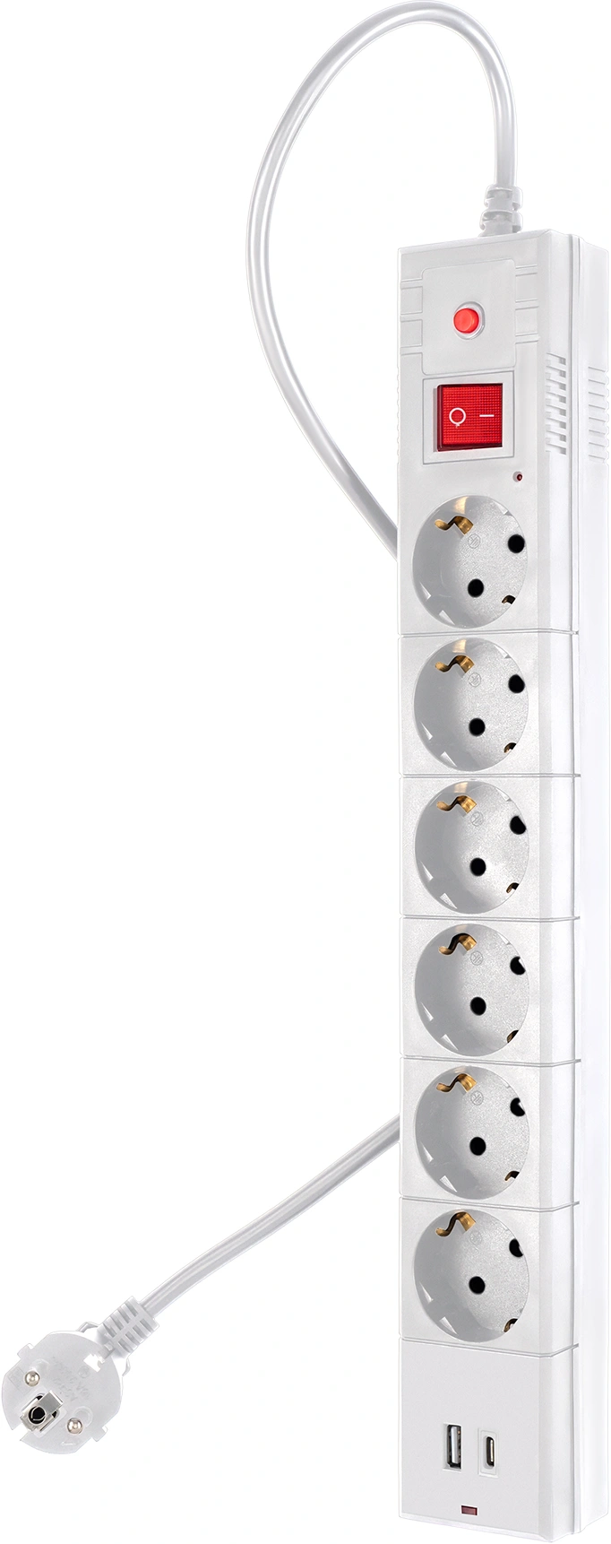 Сетевой фильтр Buro BU-SP5_USB_2A-W 5м (6 розеток) белый (коробка)