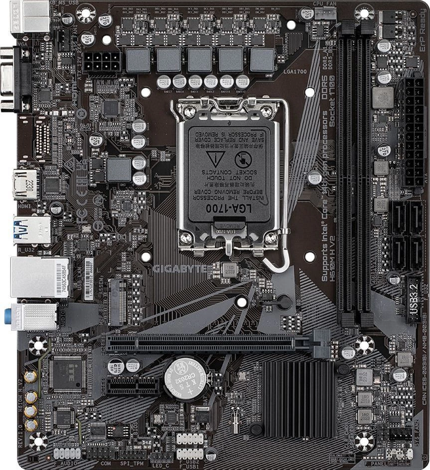 Материнская плата Gigabyte H610M H V2 Soc-1700 Intel H610 2xDDR5 mATX AC`97 8ch(7.1) GbLAN+VGA+HDMI