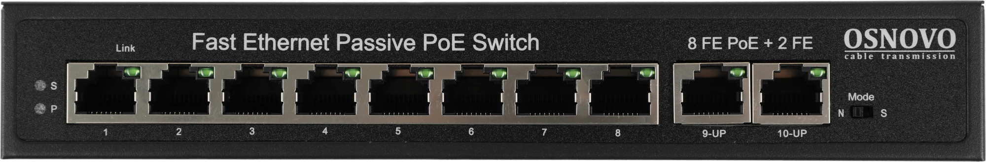 Коммутатор Osnovo SW-21000/A(120W) (L2) 10x100Мбит/с 8PoE 120W неуправляемый