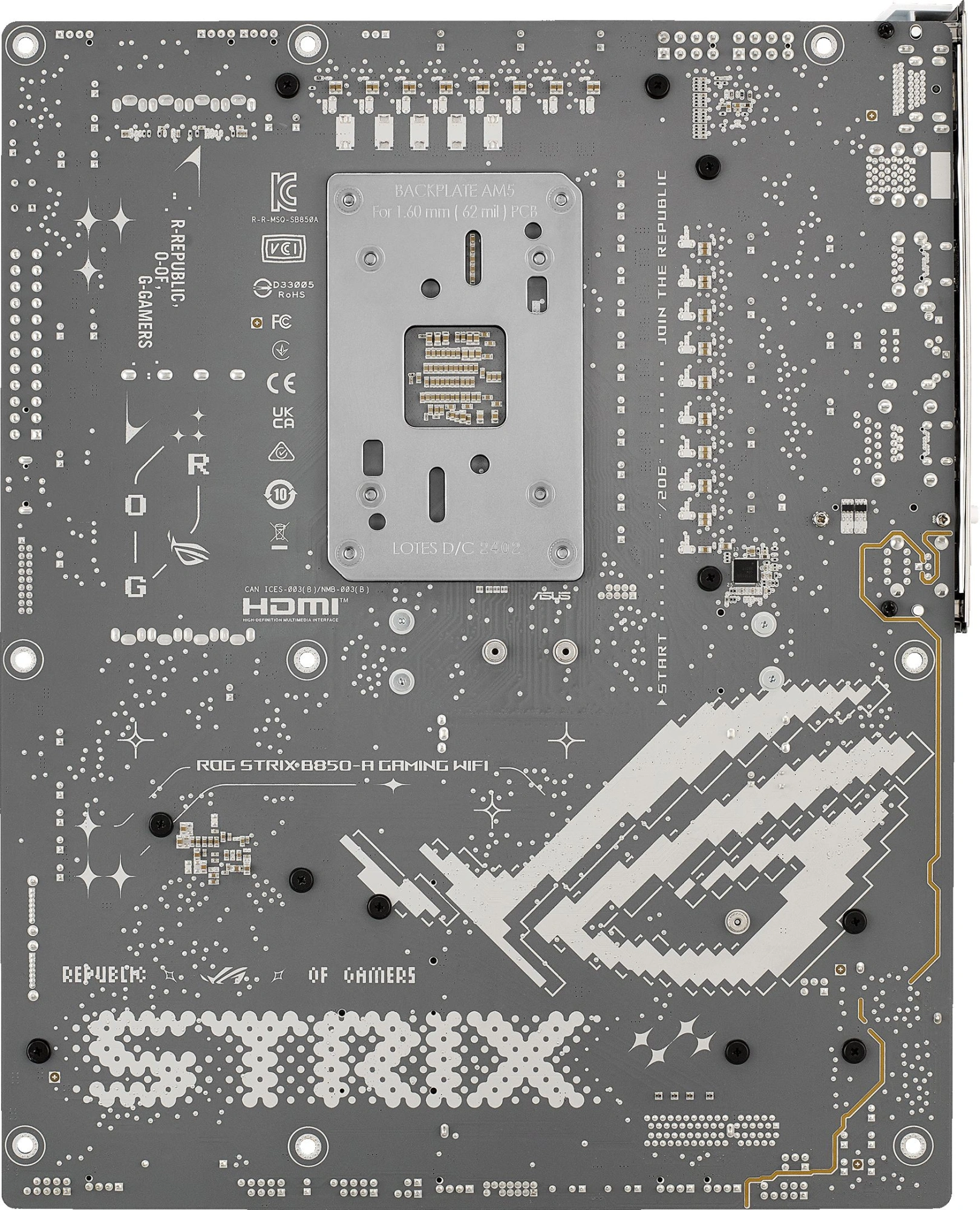 Материнская плата Asus ROG STRIX B850-A GAMING WIFI Socket AM5 AMD B850 4xDDR5 ATX AC`97 8ch(7.1) 2.5Gg RAID+HDMI+DP