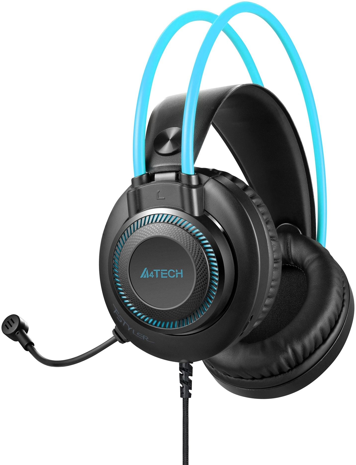 Наушники с микрофоном A4Tech Fstyler FH200U серый/синий 2м накладные USB оголовье (FH200U BLUE)