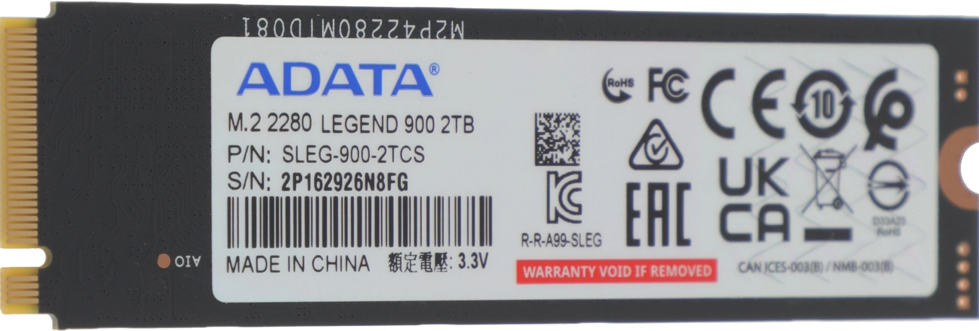 Накопитель SSD A-Data PCIe 4.0 x4 2TB SLEG-900-2TCS Legend 900 M.2 2280