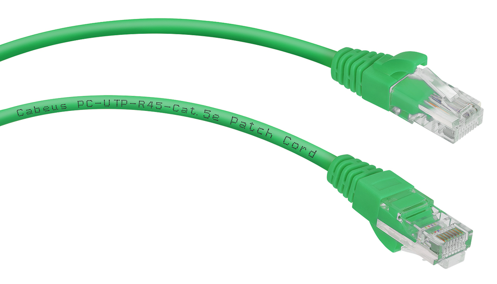 Cabeus PC-UTP-RJ45-Cat.5e-3m-GN - Патч-корд U/UTP, категория 5е, 2xRJ45/8p8c, неэкранированный, зеленый, PVC, 3м