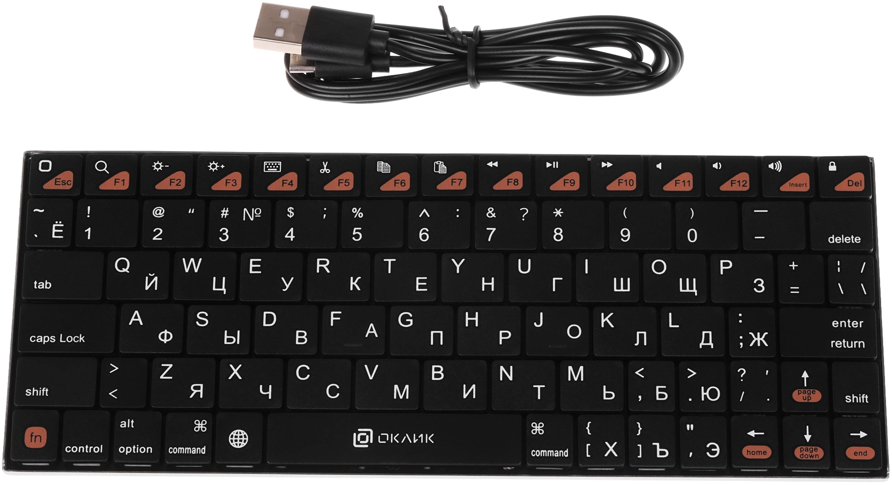 Клавиатура Оклик 840S черный USB беспроводная BT slim (754787)