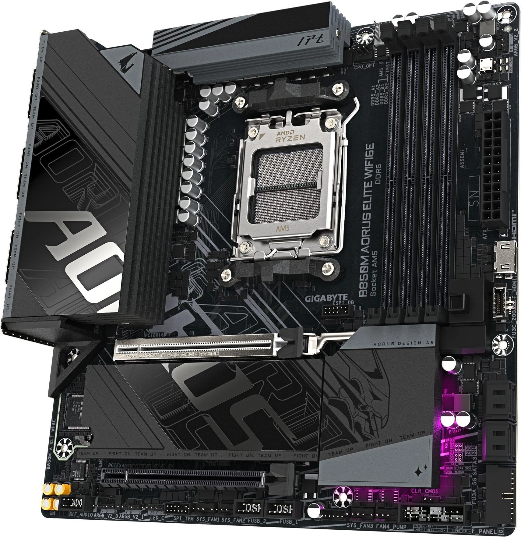 Материнская плата Gigabyte B850M AORUS ELITE WIFI6E Socket AM5 AMD B850 mATX AC`97 8ch(7.1) 2.5Gg RAID+DP