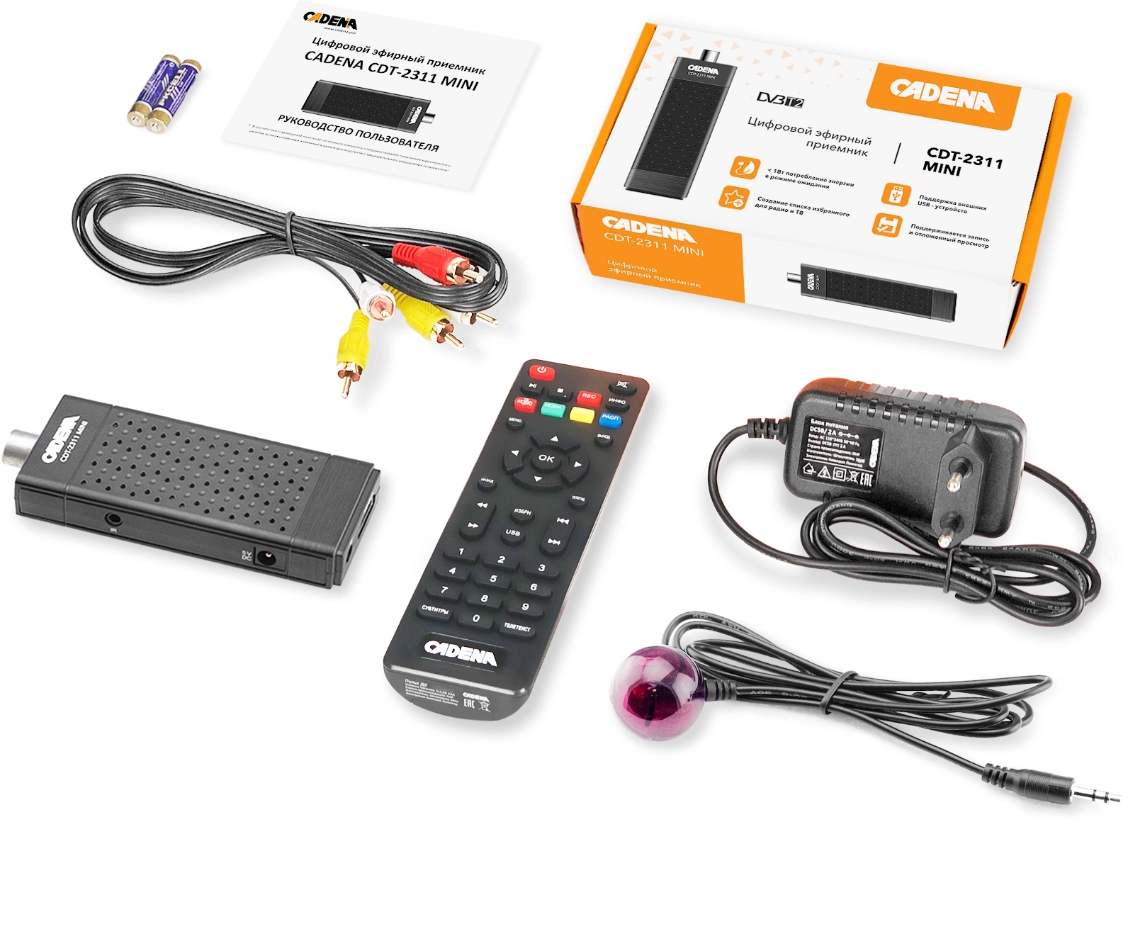 Ресивер DVB-T2 Cadena CDT-2311 MINI черный