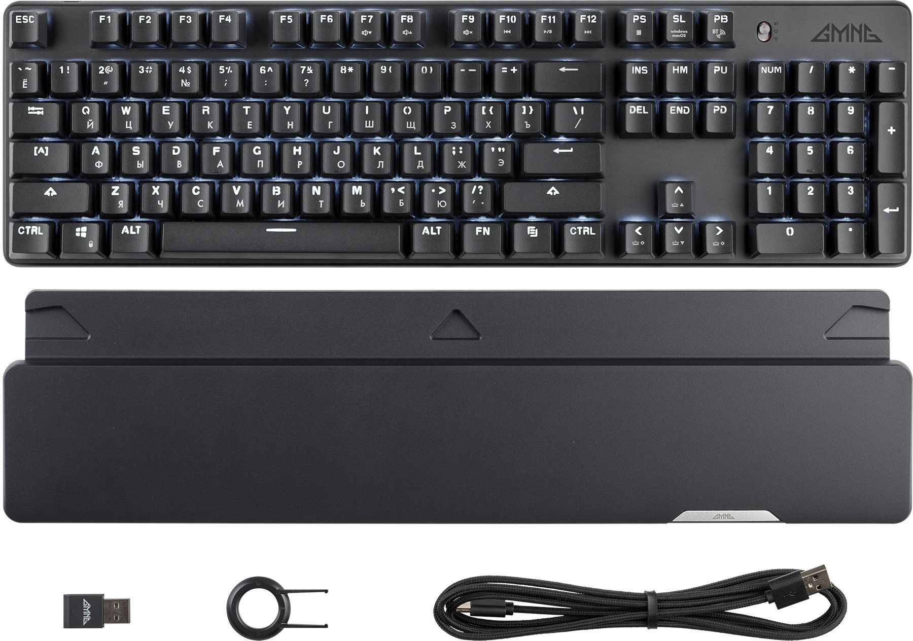 Клавиатура GMNG GG-KB785XW механическая черный/серый USB беспроводная BT/Radio Multimedia for gamer Touch LED (подставка для запястий) (1901105)