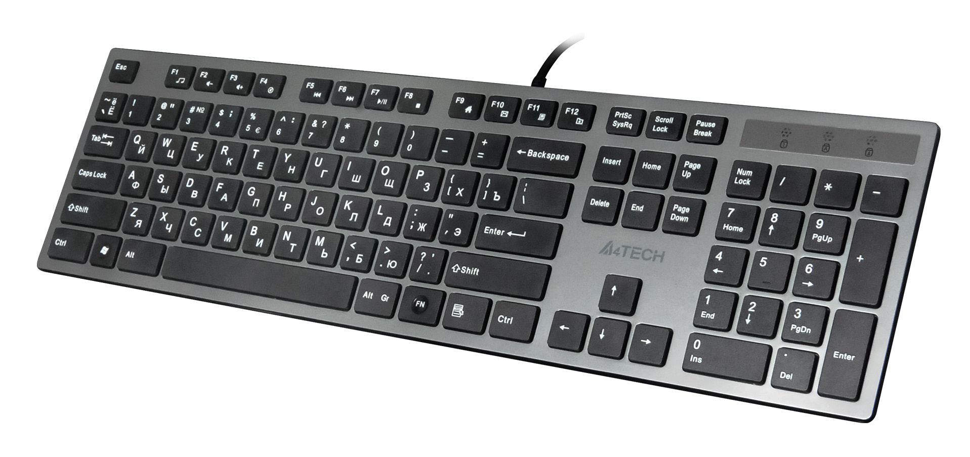 Клавиатура A4Tech KV-300H серый/черный USB slim кабель 1.5м